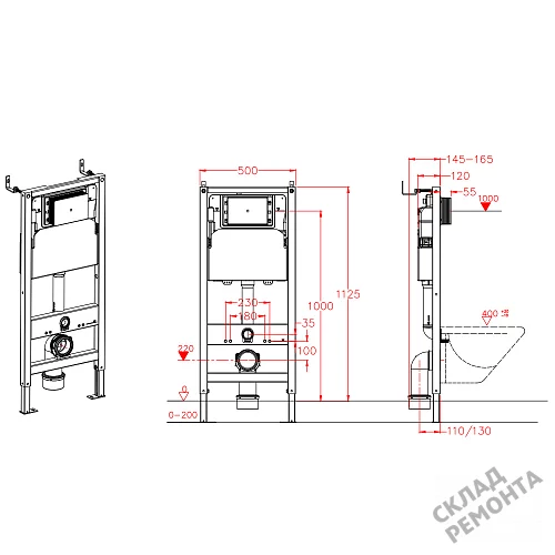 Фото Инсталляция для подвесного унитаза Calypso Beta CS105M без кнопки купить в Прокопьевске: цена, описание, фото. Интернет-магазин 11
