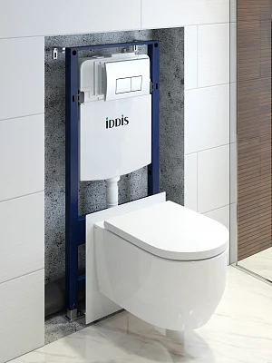 Унитаз с инсталляцией комплект с кнопкой Iddis Basic BASAI01i73 безободковый