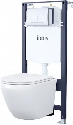 Унитаз с инсталляцией комплект с кнопкой Iddis Basic BASB010i73 безободковый