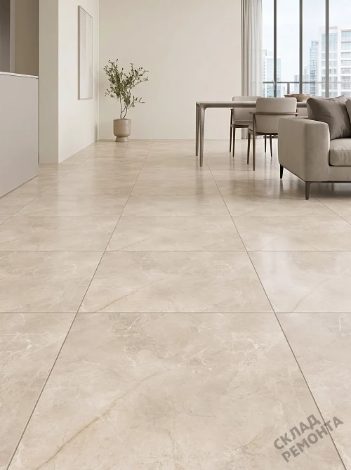 Фото Керамогранит лаппатированный Alma Ceramica Апарель GFU6060APL04L бежевый 600*600*9 – купить в Прокопьевске: цена, описание, фото. Интернет-магазин 1