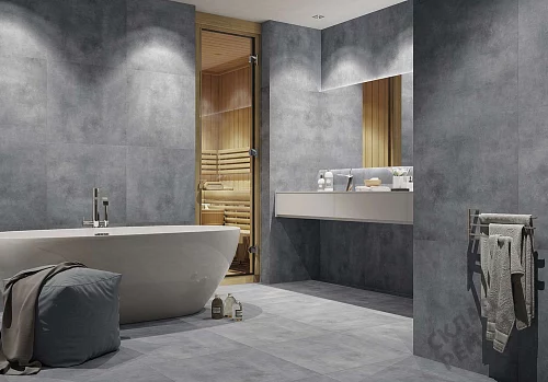 Фото Керамогранит матовый Steppe Ceramics Concrete Antracite серый 600*600*9 – купить в Прокопьевске: цена, описание, фото. Интернет-магазин 3