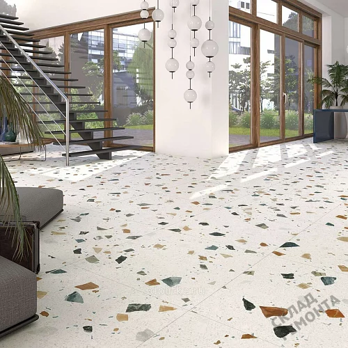 Фото Керамогранит матовый Steppe Ceramics Chips White белый 600*600*9 – купить в Прокопьевске: цена, описание, фото. Интернет-магазин 3
